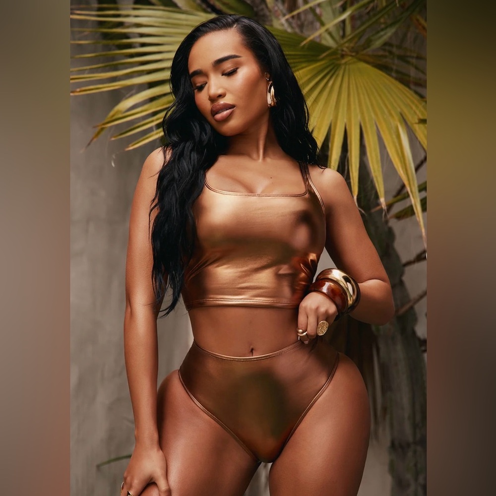 Metallic Bronze Two-Piece Swimsuit